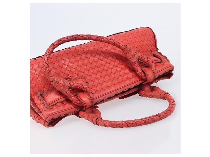 Bottega Veneta INTRECCIATO Hand Bag Leather Red Silver - vista 6