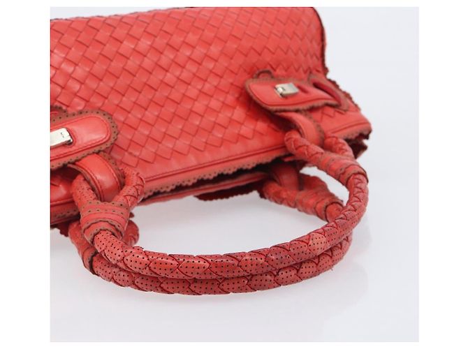 Bottega Veneta INTRECCIATO Hand Bag Leather Red Silver - vista 7