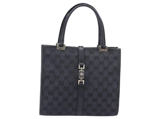 GUCCI GG Canvas Jackie Hand Bag Black Silver 002 1065 - vista 2