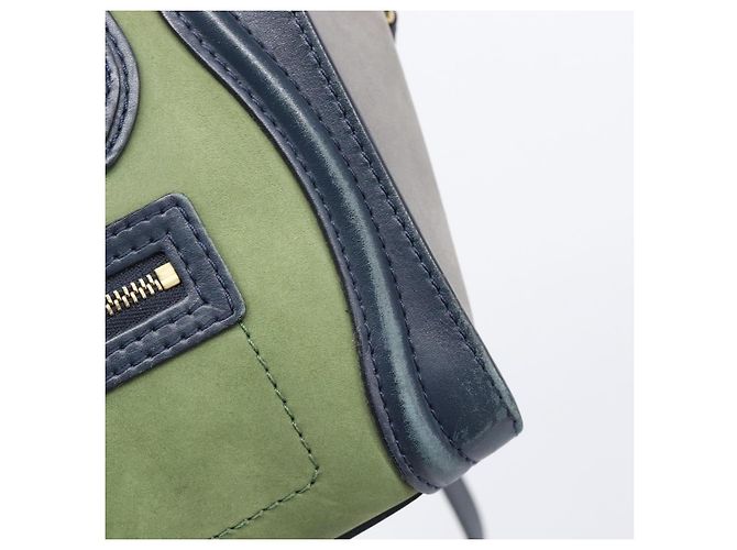 Céline CELINE Luggage Nano Shopper Hand Bag Leather 2way Navy Gold - vista 10