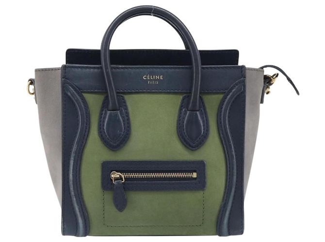 Céline CELINE Luggage Nano Shopper Hand Bag Leather 2way Navy Gold - vista 13