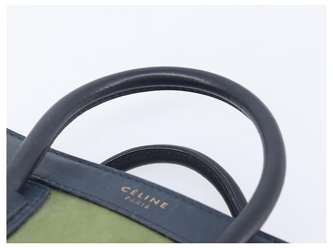 Céline CELINE Luggage Nano Shopper Hand Bag Leather 2way Navy Gold - vista 14