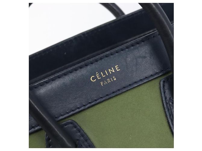 Céline CELINE Luggage Nano Shopper Hand Bag Leather 2way Navy Gold - vista 20