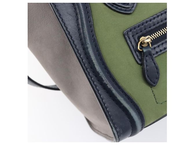 Céline CELINE Luggage Nano Shopper Hand Bag Leather 2way Navy Gold - vista 22
