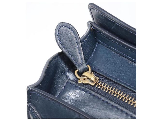 Céline CELINE Luggage Nano Shopper Hand Bag Leather 2way Navy Gold - vista 23