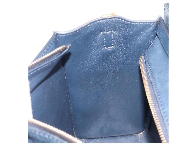 Céline CELINE Luggage Nano Shopper Hand Bag Leather 2way Navy Gold - vista 26