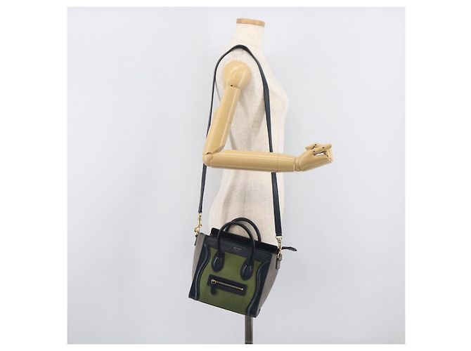 Céline CELINE Luggage Nano Shopper Hand Bag Leather 2way Navy Gold - vista 29