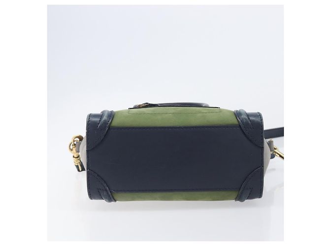Céline CELINE Luggage Nano Shopper Hand Bag Leather 2way Navy Gold - vista 5