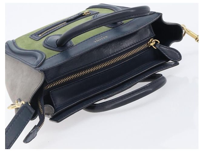 Céline CELINE Luggage Nano Shopper Hand Bag Leather 2way Navy Gold - vista 6