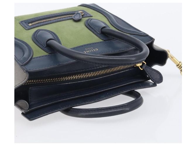 Céline CELINE Luggage Nano Shopper Hand Bag Leather 2way Navy Gold - vista 7