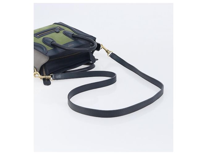 Céline CELINE Luggage Nano Shopper Hand Bag Leather 2way Navy Gold - vista 8