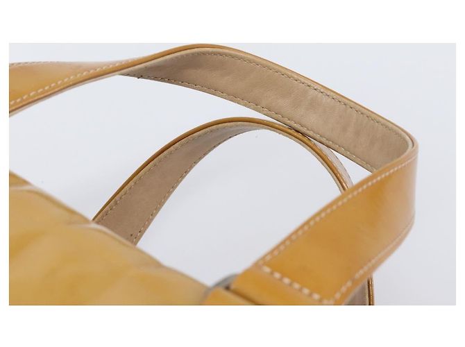 CHANEL Choco Bar Hand Bag Patent Yellow Silver CC - vista 11