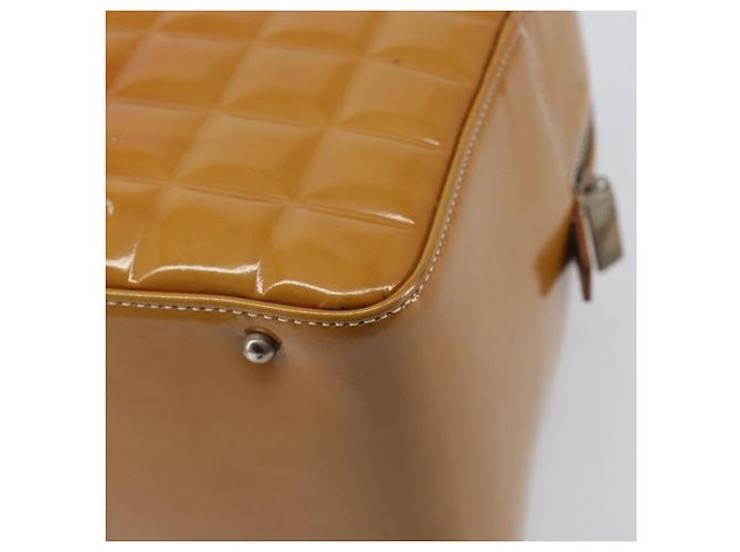 CHANEL Choco Bar Hand Bag Patent Yellow Silver CC - vista 15