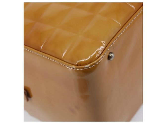 CHANEL Choco Bar Hand Bag Patent Yellow Silver CC - vista 16
