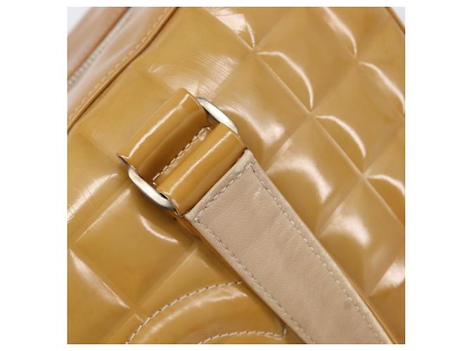 CHANEL Choco Bar Hand Bag Patent Yellow Silver CC - vista 20