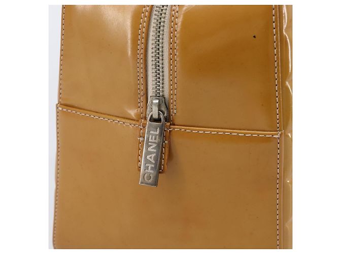CHANEL Choco Bar Hand Bag Patent Yellow Silver CC - vista 21