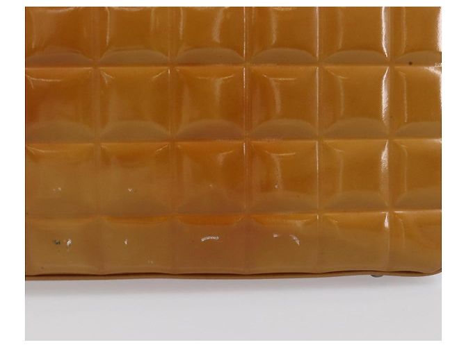 CHANEL Choco Bar Hand Bag Patent Yellow Silver CC - vista 5