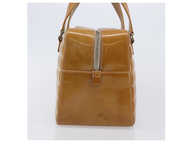 CHANEL Choco Bar Hand Bag Patent Yellow Silver CC - vista 7