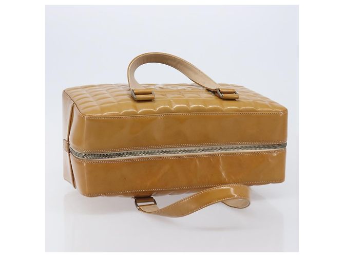 CHANEL Choco Bar Hand Bag Patent Yellow Silver CC - vista 9