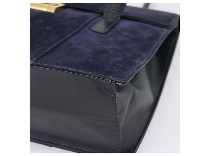 GUCCI Tote Bag Suede Navy Gold - vista 10