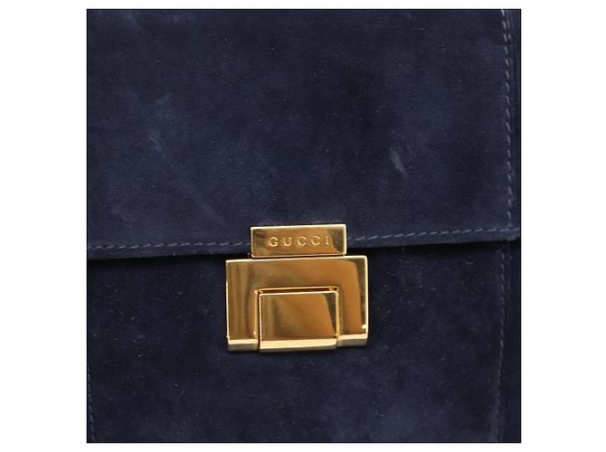 GUCCI Tote Bag Suede Navy Gold - vista 14