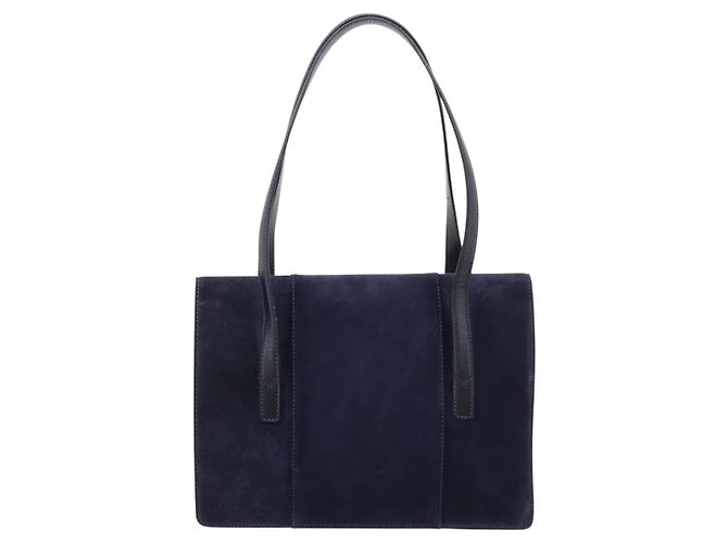 GUCCI Tote Bag Suede Navy Gold - vista 3