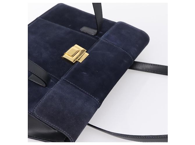 GUCCI Tote Bag Suede Navy Gold - vista 6