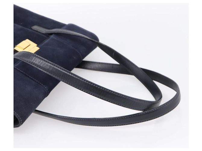 GUCCI Tote Bag Suede Navy Gold - vista 7