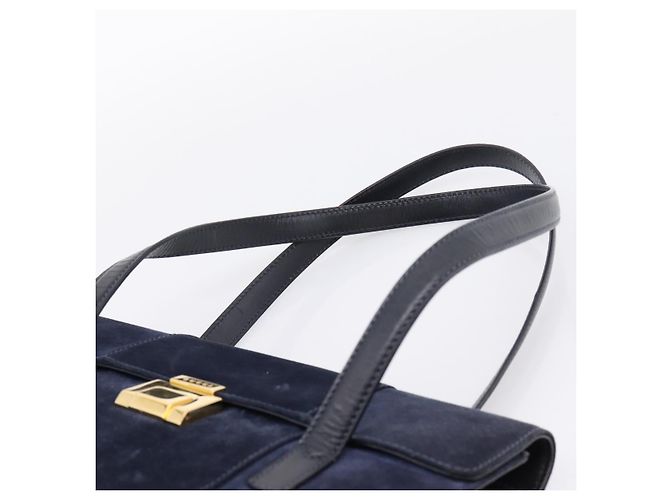 GUCCI Tote Bag Suede Navy Gold - vista 8