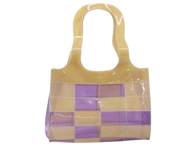 CHANEL Tote Bag Vinyl Beige Purple CC - vista 2