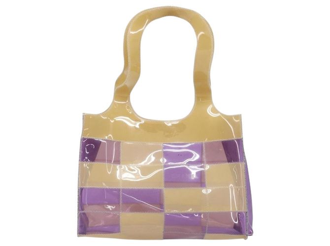 CHANEL Tote Bag Vinyl Beige Purple CC - vista 3
