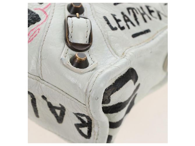 Balenciaga Graffiti The City Mini Bag Leather 2way White 300295 - vista 24
