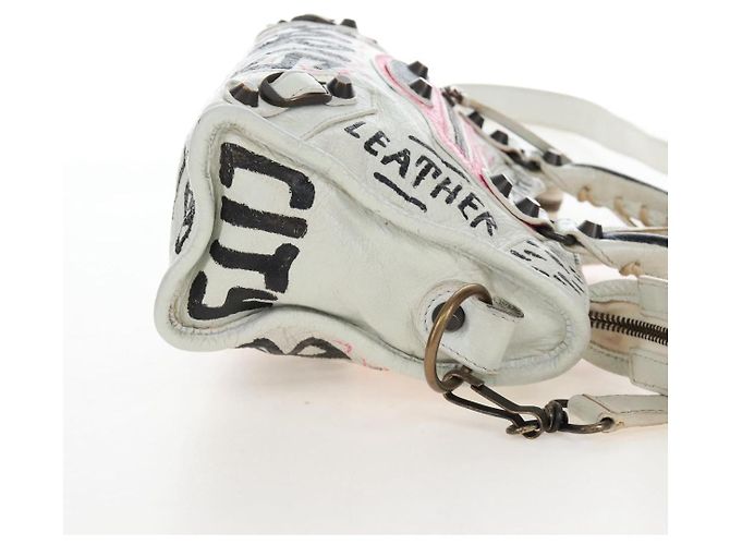 Balenciaga Graffiti The City Mini Bag Leather 2way White 300295 - vista 5