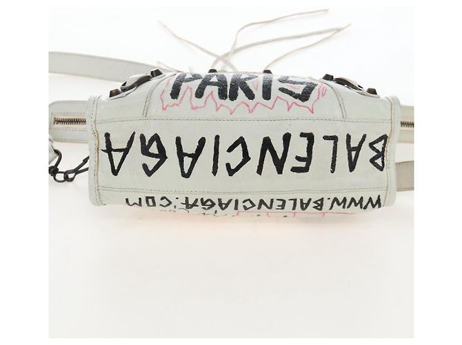 Balenciaga Graffiti The City Mini Bag Leather 2way White 300295 - vista 7