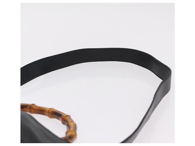 GUCCI Bamboo Hand Bag Leather 2way Black Gold 001 1638 - vista 10