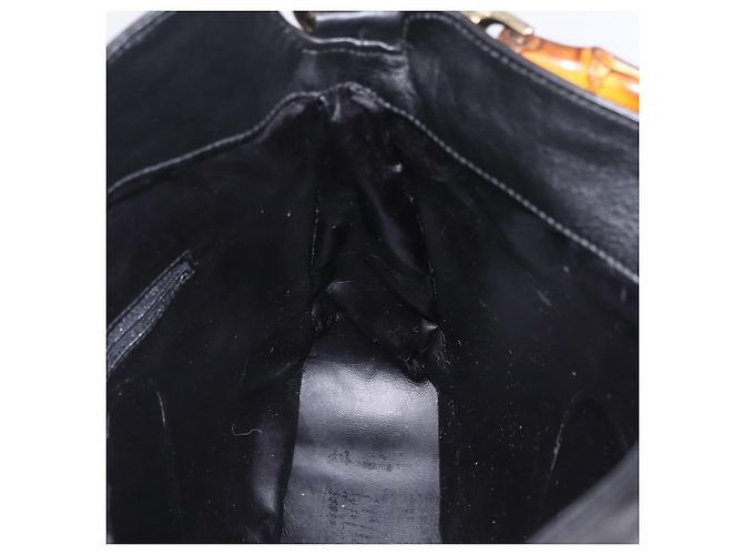 GUCCI Bamboo Hand Bag Leather 2way Black Gold 001 1638 - vista 19