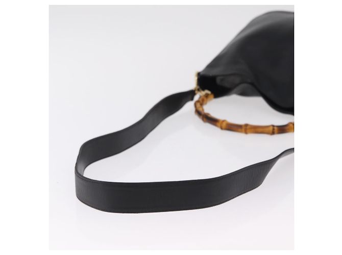 GUCCI Bamboo Hand Bag Leather 2way Black Gold 001 1638 - vista 9