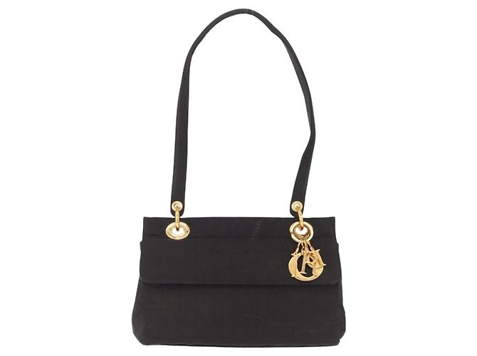 Bolso de Hombro Christian Dior Canage Canvas Negro Dorado - vista 2