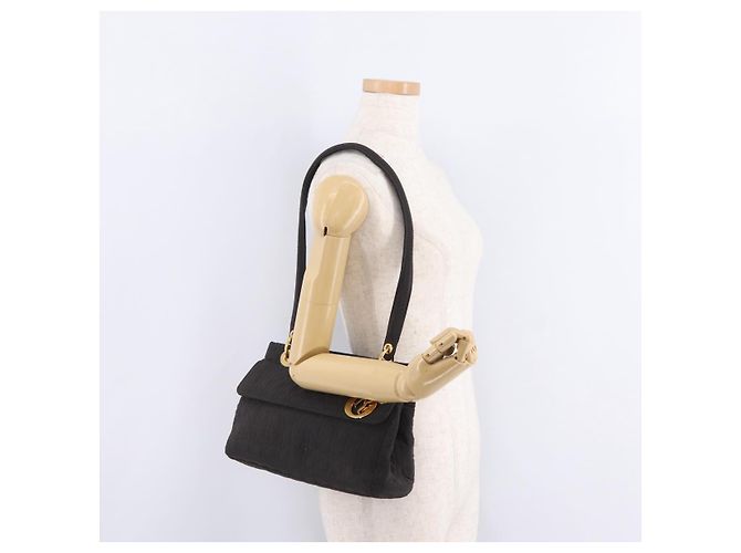 Bolso de Hombro Christian Dior Canage Canvas Negro Dorado - vista 25