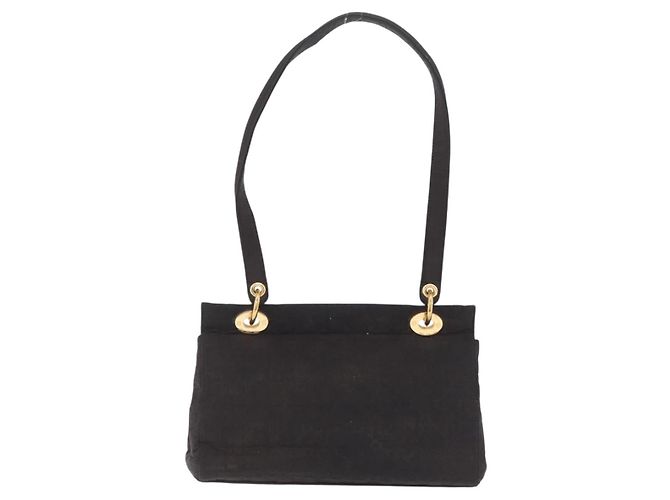 Bolso de Hombro Christian Dior Canage Canvas Negro Dorado - vista 4