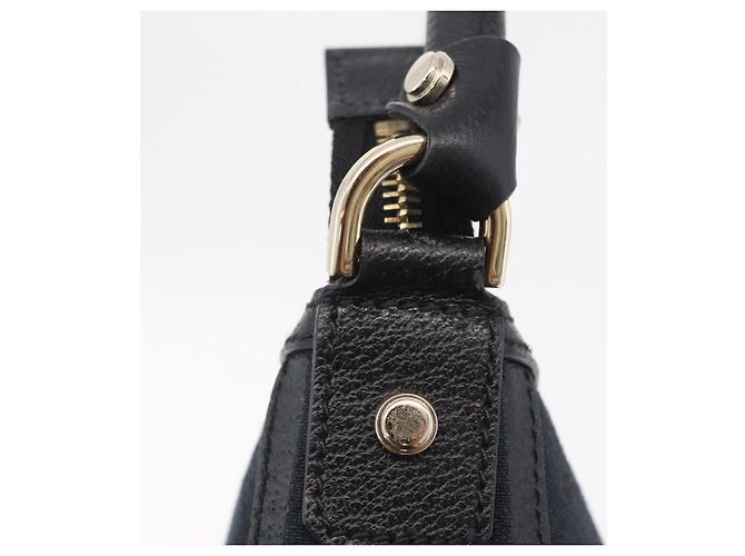 GUCCI GG Canvas Hand Bag Black Gold Tone 146244 - vista 15