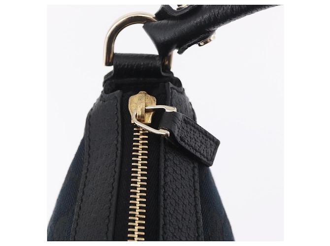 GUCCI GG Canvas Hand Bag Black Gold Tone 146244 - vista 17