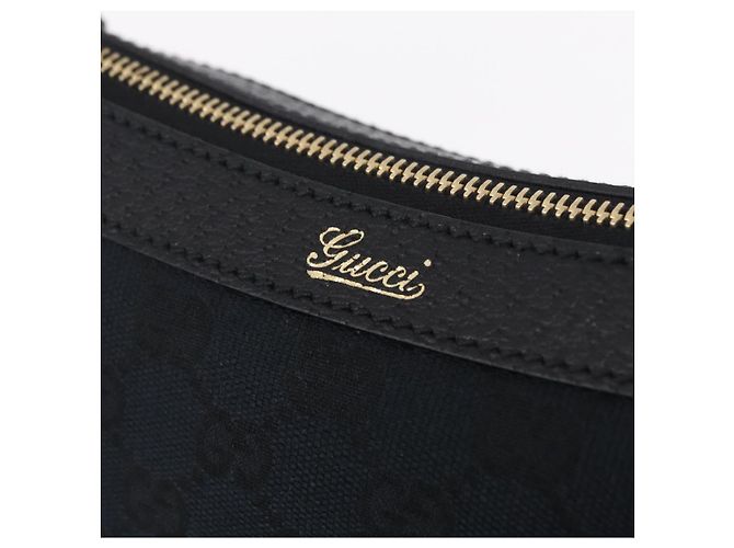 GUCCI GG Canvas Hand Bag Black Gold Tone 146244 - vista 18