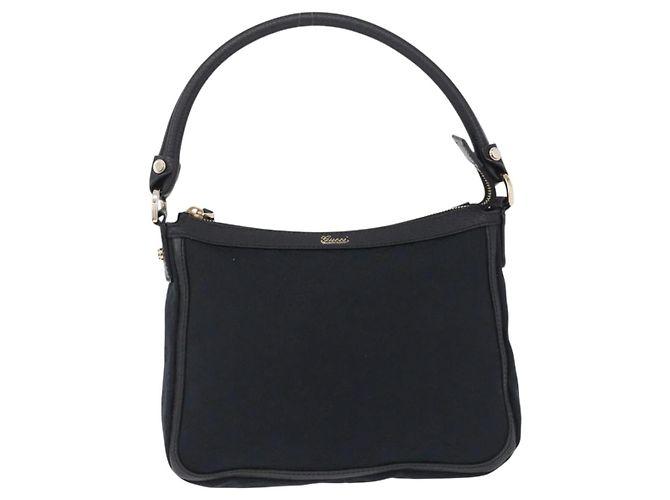 GUCCI GG Canvas Hand Bag Black Gold Tone 146244 - vista 2