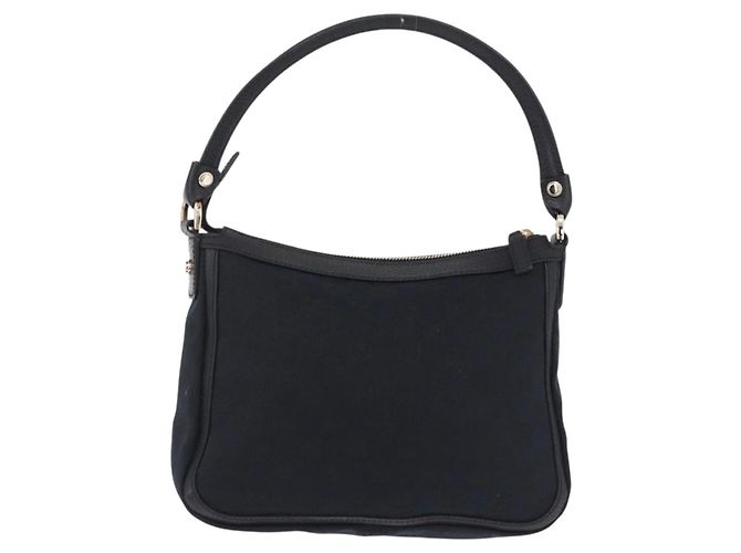 GUCCI GG Canvas Hand Bag Black Gold Tone 146244 - vista 3