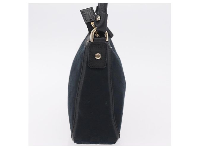 GUCCI GG Canvas Hand Bag Black Gold Tone 146244 - vista 4