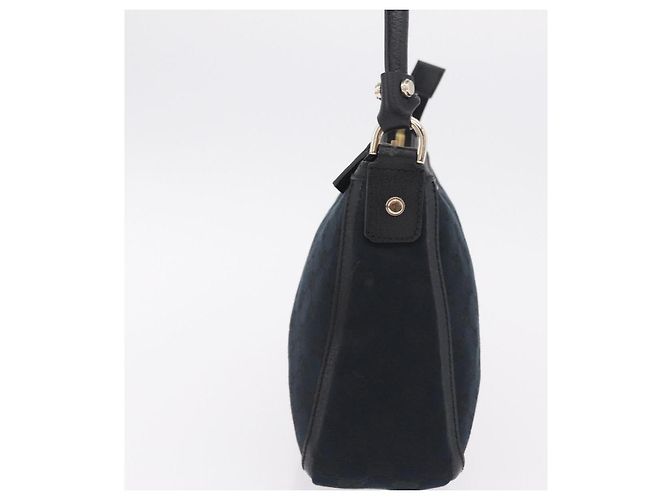 GUCCI GG Canvas Hand Bag Black Gold Tone 146244 - vista 5
