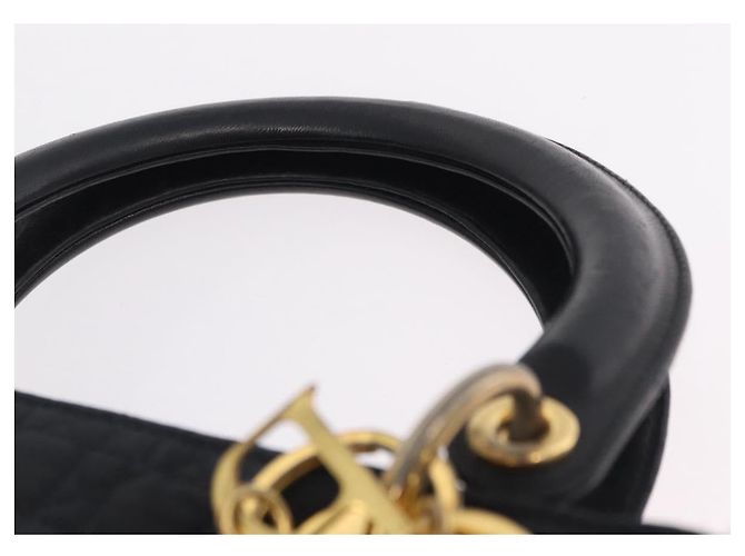 Christian Dior Lady Dior Canage Hand Bag Canvas Black Gold - vista 14