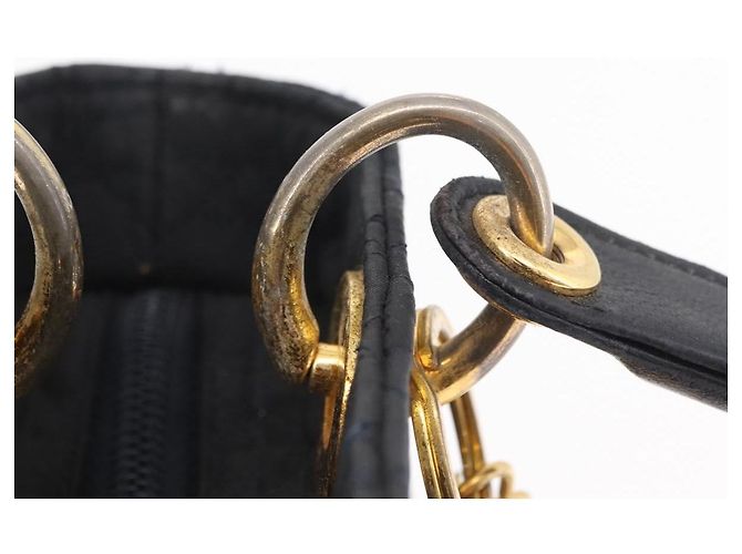 Christian Dior Lady Dior Canage Hand Bag Canvas Black Gold - vista 16