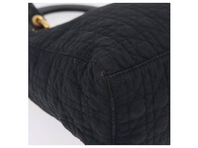 Christian Dior Lady Dior Canage Hand Bag Canvas Black Gold - vista 18